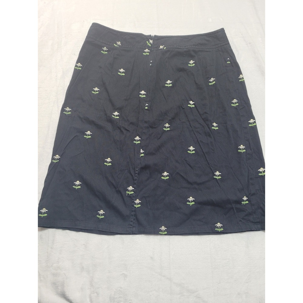 Pendleton Skirt Women 16 Navy Black Daisy Embroidered A-Line Cotton
